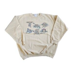 Vintage Northern Reflections Sweatshirt Fall Cabin Scenes Large Yellow‎